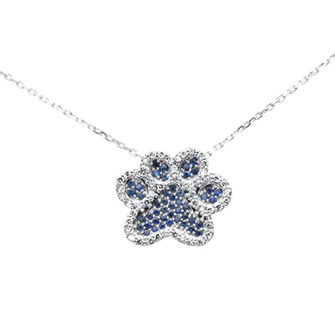 .54ct G SI 14K White Gold Diamond & Natural Gemstones Dog Paw Necklace Pendant