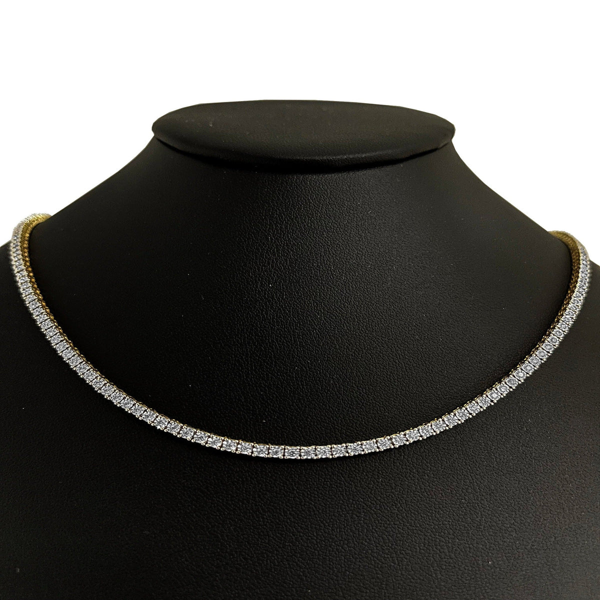 1.82ct G SI 10K Yellow Gold Tennis Miracle Illusion Necklace 18"