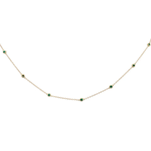 .44cts G SI 14K Yellow Gold Emerald Gemstone By The Yard Chain Pendant Necklace 16+2"