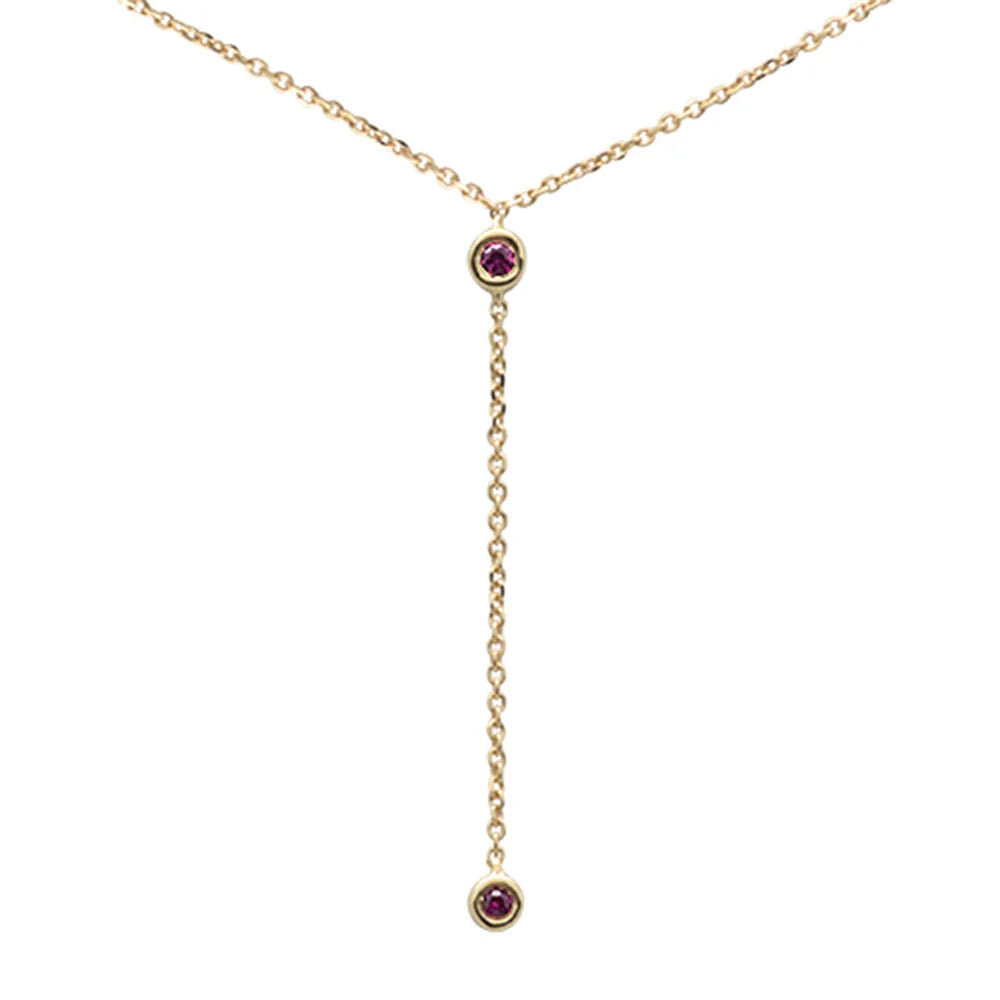 .08cts G SI 14K Yellow Gold Ruby Gemstone Drop Necklace Pendant 16+2" Ext.