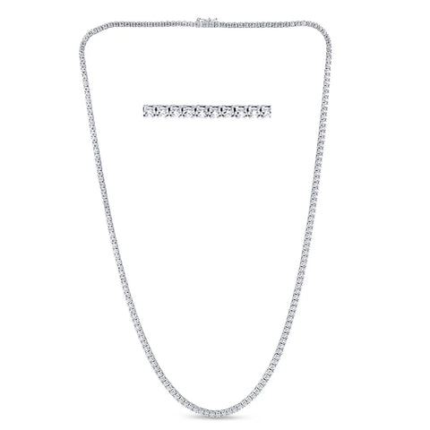 5.07ct G SI 14K White Gold Diamond Tennis Necklace 16" Long