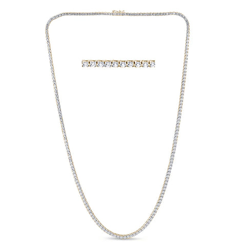 5.08ct G SI 14K Yellow Gold Diamond Tennis Necklace 16" Long