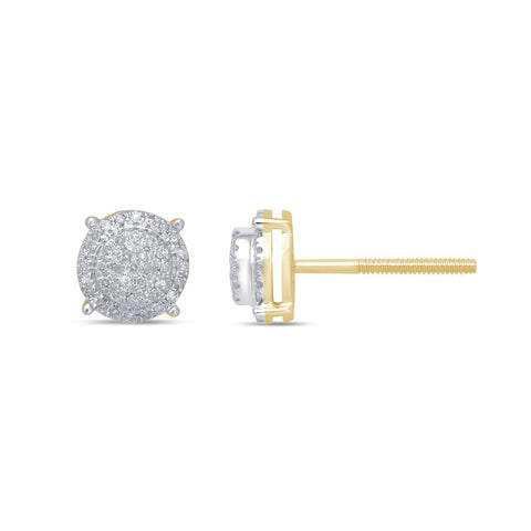 .16ct G SI 10kt Gold Round Diamond Cluster Stud Earrings