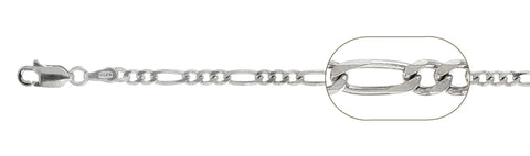 080-3MM Figaro Chain .925 Solid Sterling Silver Sizes 6-30"