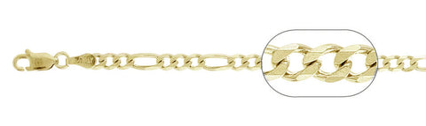 100-4MM Yellow Gold Plated Figaro Chain .925 Solid Sterling Silver Available In 7"-30" Inches