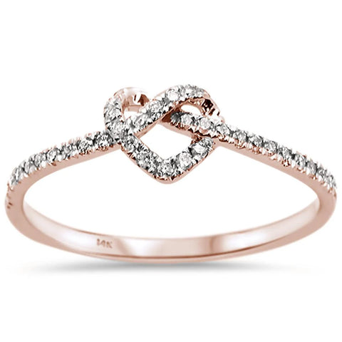 .16ct 14k Rose Gold Twisted Heart Infinity Diamond Ring Size 6.5