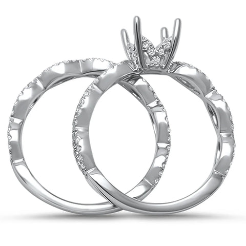 .66ct G SI 14k White Gold Infinity Band Diamond Semi Mount Engagement Bridal Set