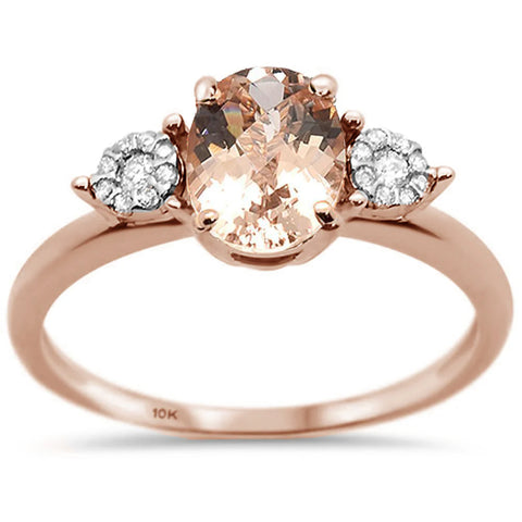 1.31ct 10K Rose Gold Natural Morganite & Diamond Ring Size 6.5