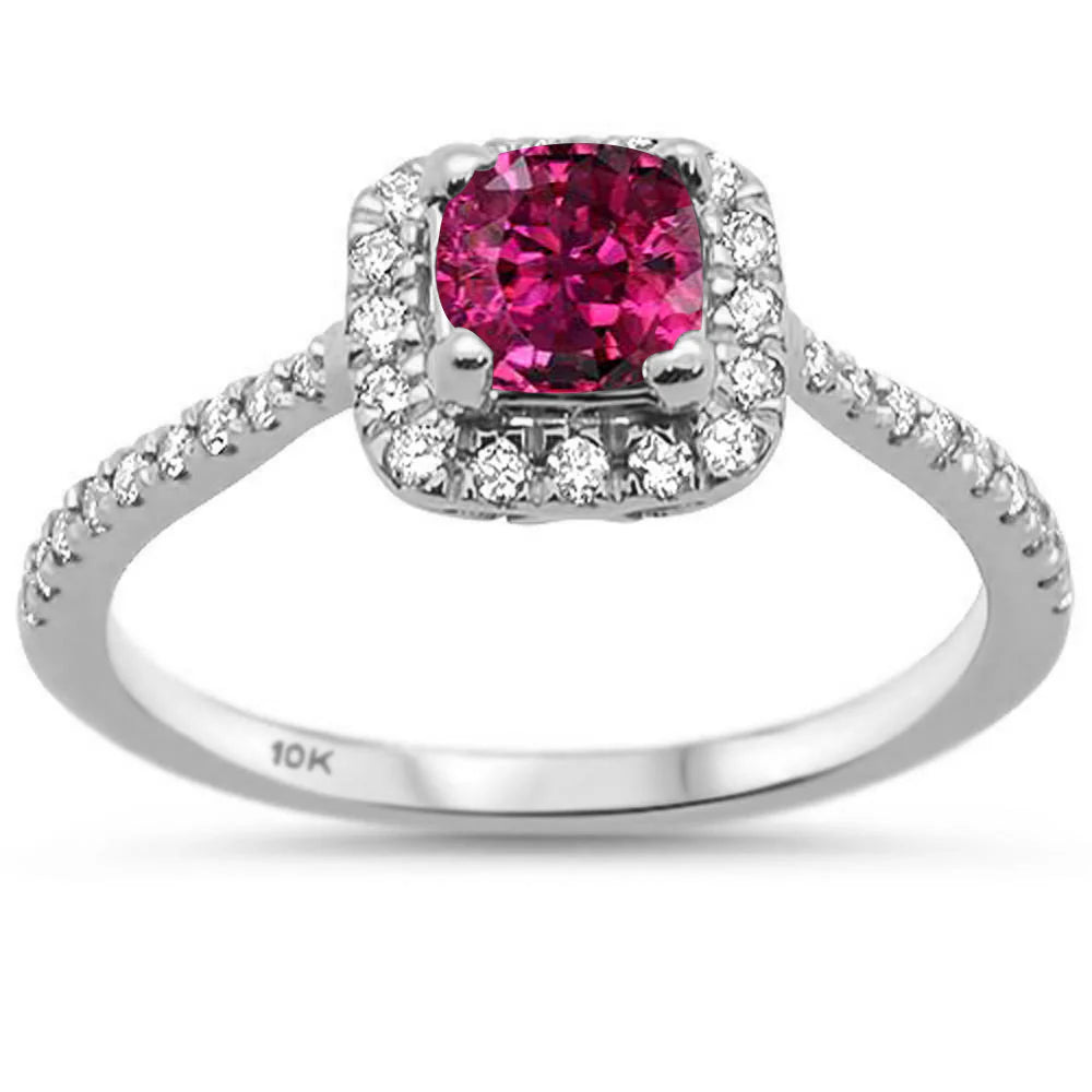 .69ct 10k White Gold Cushion Pink Tourmaline & Diamond Ring Size 6.5