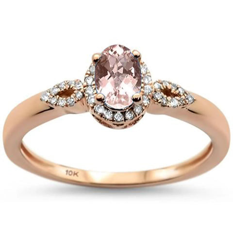 .55ct 10K Rose Gold Oval Morganite & Diamond Ring Size 6.5