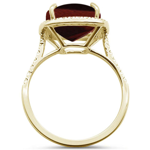 10kt Yellow Gold 5.89ct Cushion Garnet & Diamond Ring Size 6.5