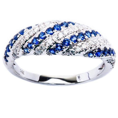 .69CT Blue Sapphire & Round Diamond Wedding Band