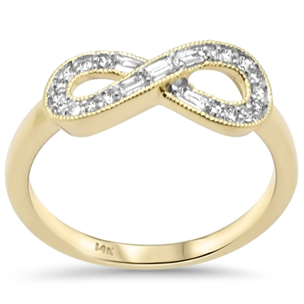 .21ct G SI 14K Yellow Gold Diamond Round & Baguette Infinity Ring Size 6.5