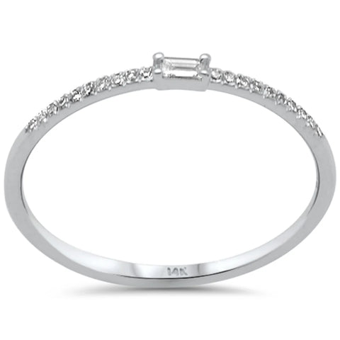 .09ct G SI 14K White Gold Baguette Diamond Petite Band