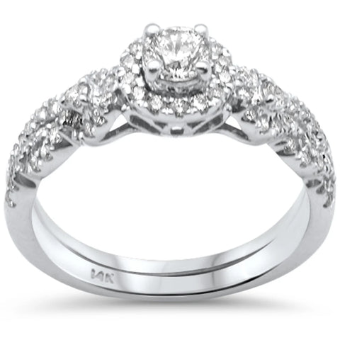 .75ct G SI 14K White Gold Round Diamond Infinity Style Engagement Ring Set Size 6.5