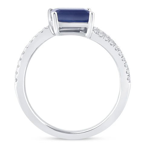 1.71ct G SI 14K White Gold Diamond & Blue Sapphire Gemstones Wrap Around Band Ring Size 6.5