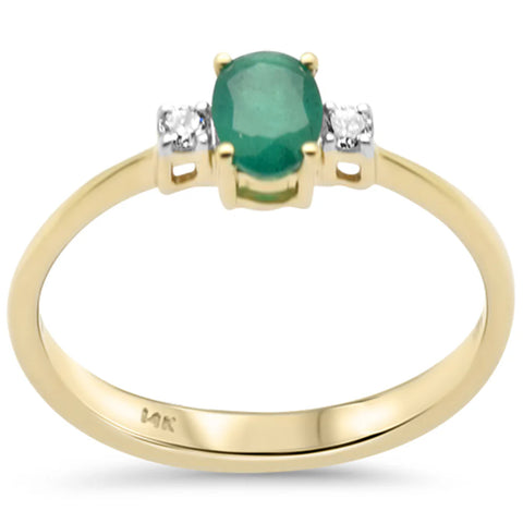 .51ct G SI 14K Yellow Gold Diamond & Natural Emerald Gemstones Ring Size 6.5