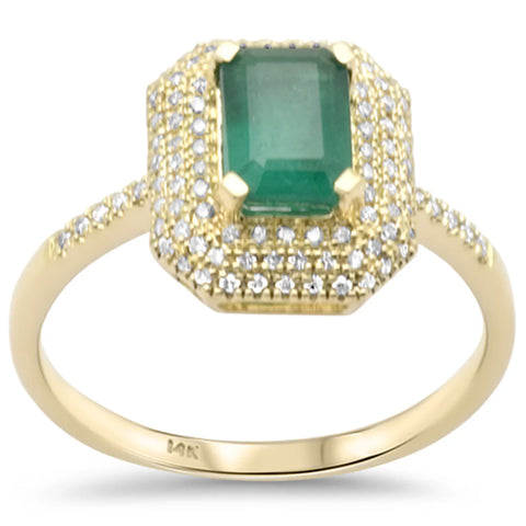 1.24ct G SI 14K Yellow Gold Diamond & Emerald Gemstones Ring Size 6.5