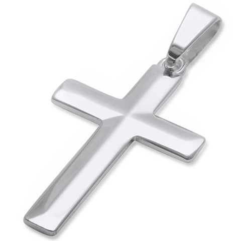 Diamond Cut 4 1/2mm Thick Solid Cross .925 Sterling Silver Pendant 1.5" Long