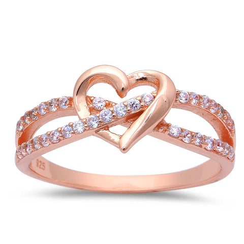 Rose Gold Plated Cz Infinity .925 Sterling Silver Promise Ring 3-4