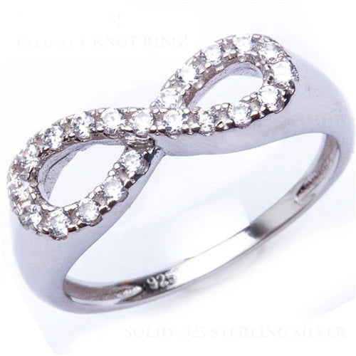 Infinity Love Knot With Cubic Zirconia Accents .925 Sterling Silver