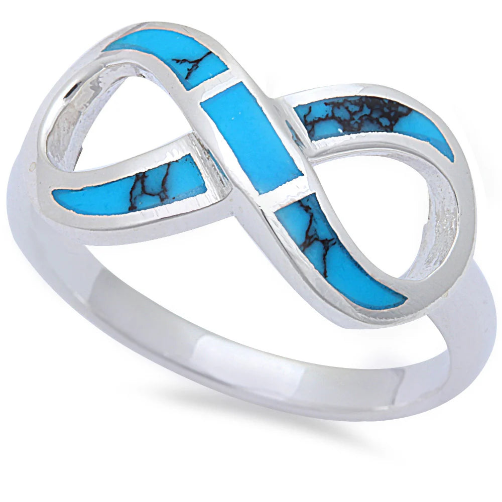 .925 Sterling Silver Infinity Ring With Turquoise