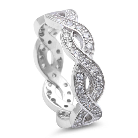 Beautiful Cz Infinity Design .925 Sterling Silver Ring