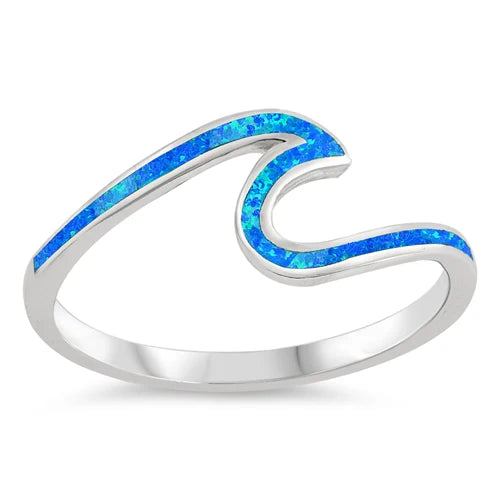 Blue Opal Wave .925 Sterling Silver Ring