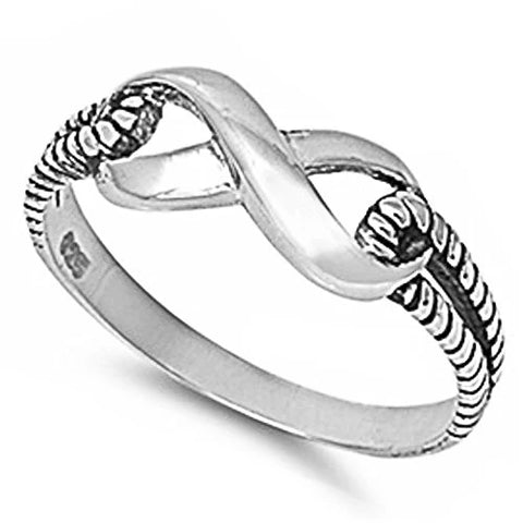 Plain Braided Infinity .925 Sterling Silver Ring Size 4