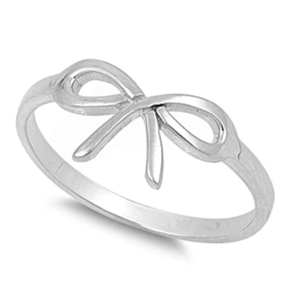 Cute Infinity Bow Tie .925 Solid Sterling Silver Ring Sizes 5-9