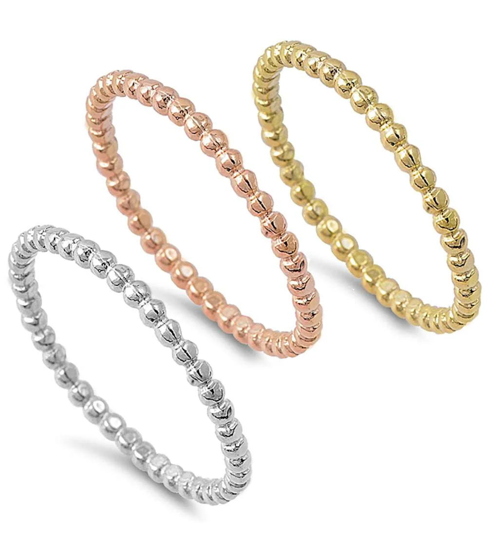 Ball Fashion Rose Gold, Yellow Gold, & Silver Fashoion Band .925 Sterling Silver Ring Sizes 2-12