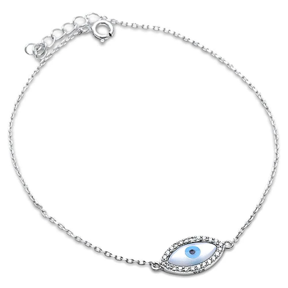 Blue Evil Eye .925 Sterling Silver Bracelet