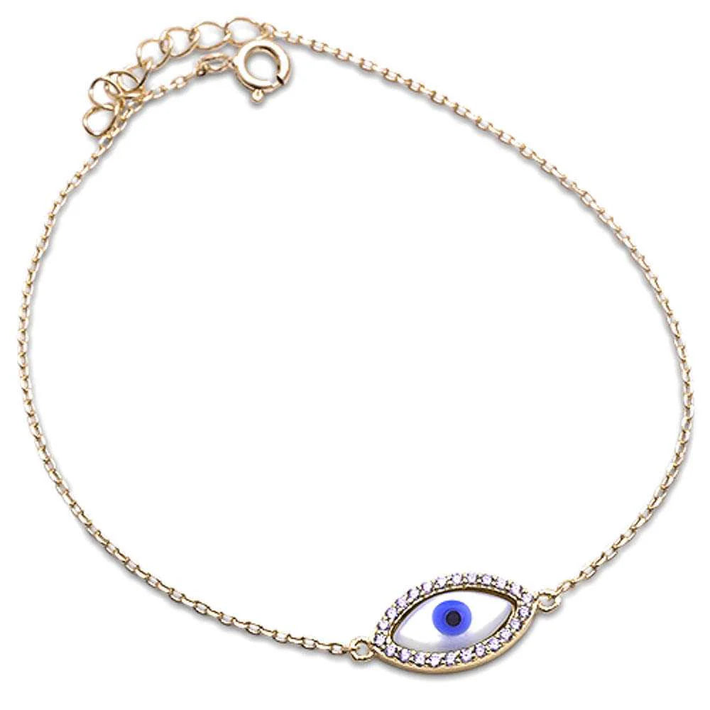 Yellow Gold Plated Evil Eye .925 Sterling Silver Bracelet