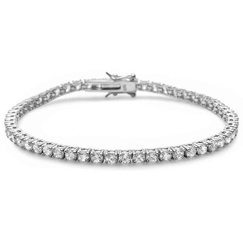 3MM Round 4 Prong Cubic Zirconia .925 Sterling Silver Bracelet 7.25"