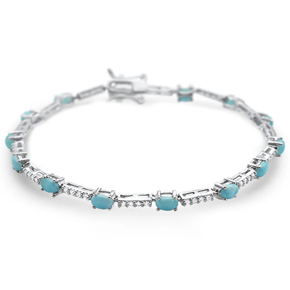 New Natural Larimar .925 Sterling Silver Bracelet 7.5" Long