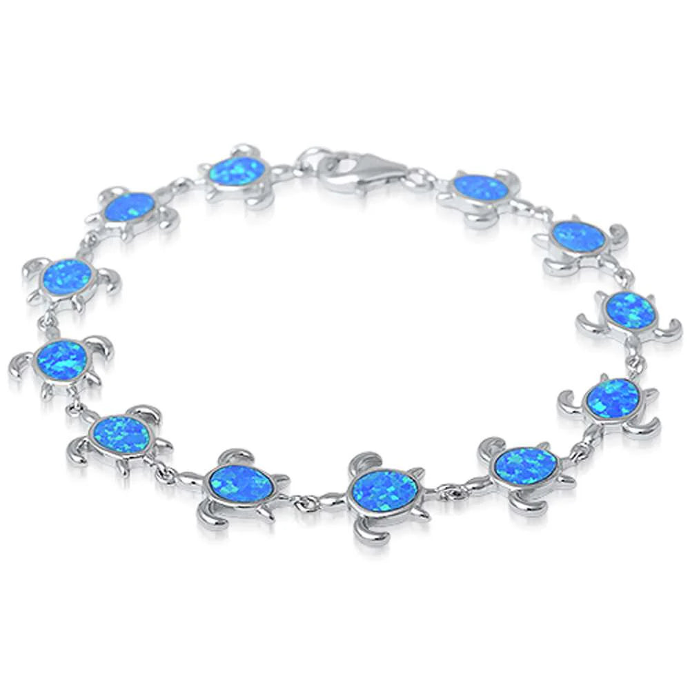 Blue Opal Turle .925 Sterling Silver Bracelet