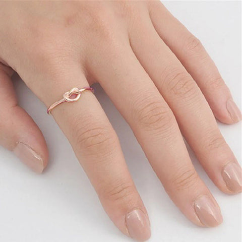 Infinity Heart Knot Rose Gold .925 Sterling Silver Ring Sizes 2-13