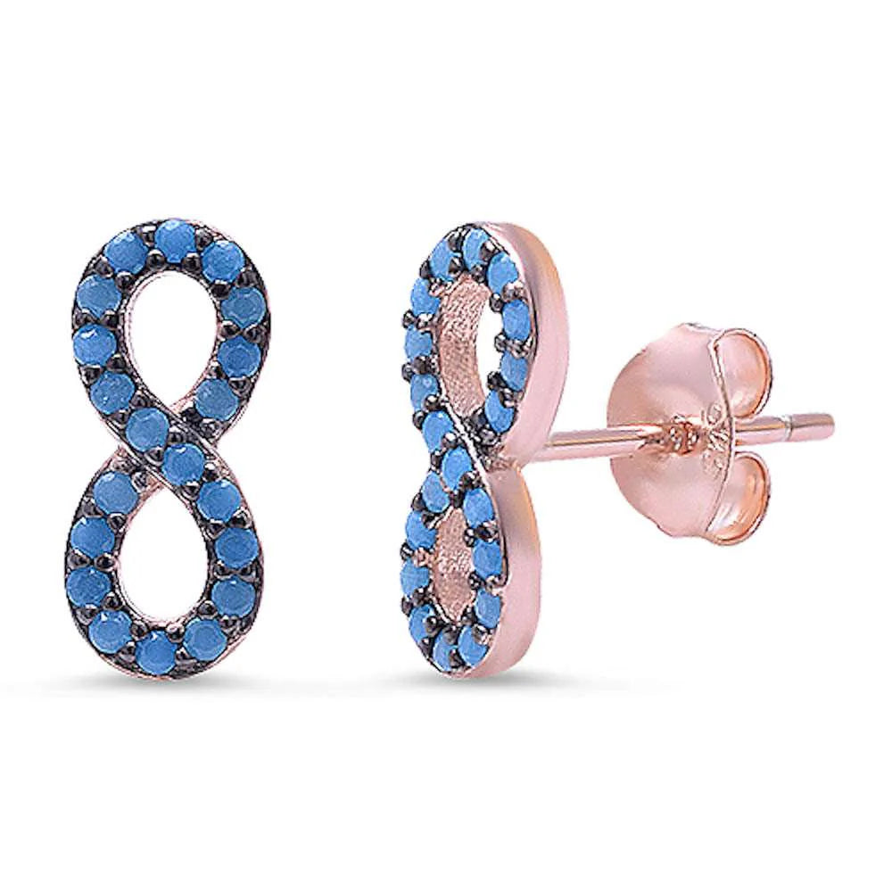 Rose Gold Plated Nano Turquoise Infinity .925 Sterling Silver Earrings