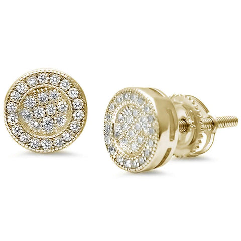 8MM Round Micro Pave Stud .925 Sterling Silver Earrings Colors Available!