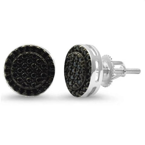 10MM Micro Pave Round Halo Studs .925 Sterling Silver Earrings Colors Available!