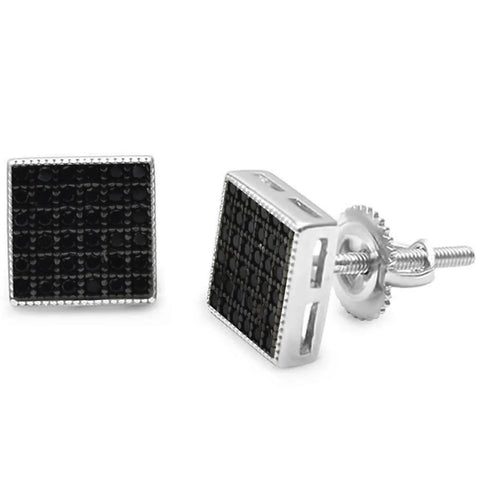 8MM Square Mirco Pave Stud .925 Sterling Silver Earrings Colors Available!