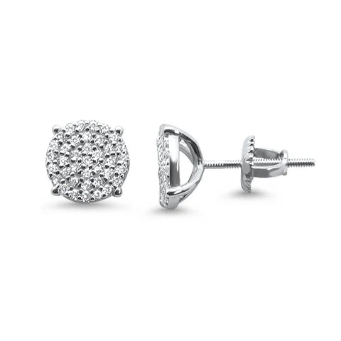 6MM Micro Pave Round CZ .925 Sterling Silver Stud Earrings