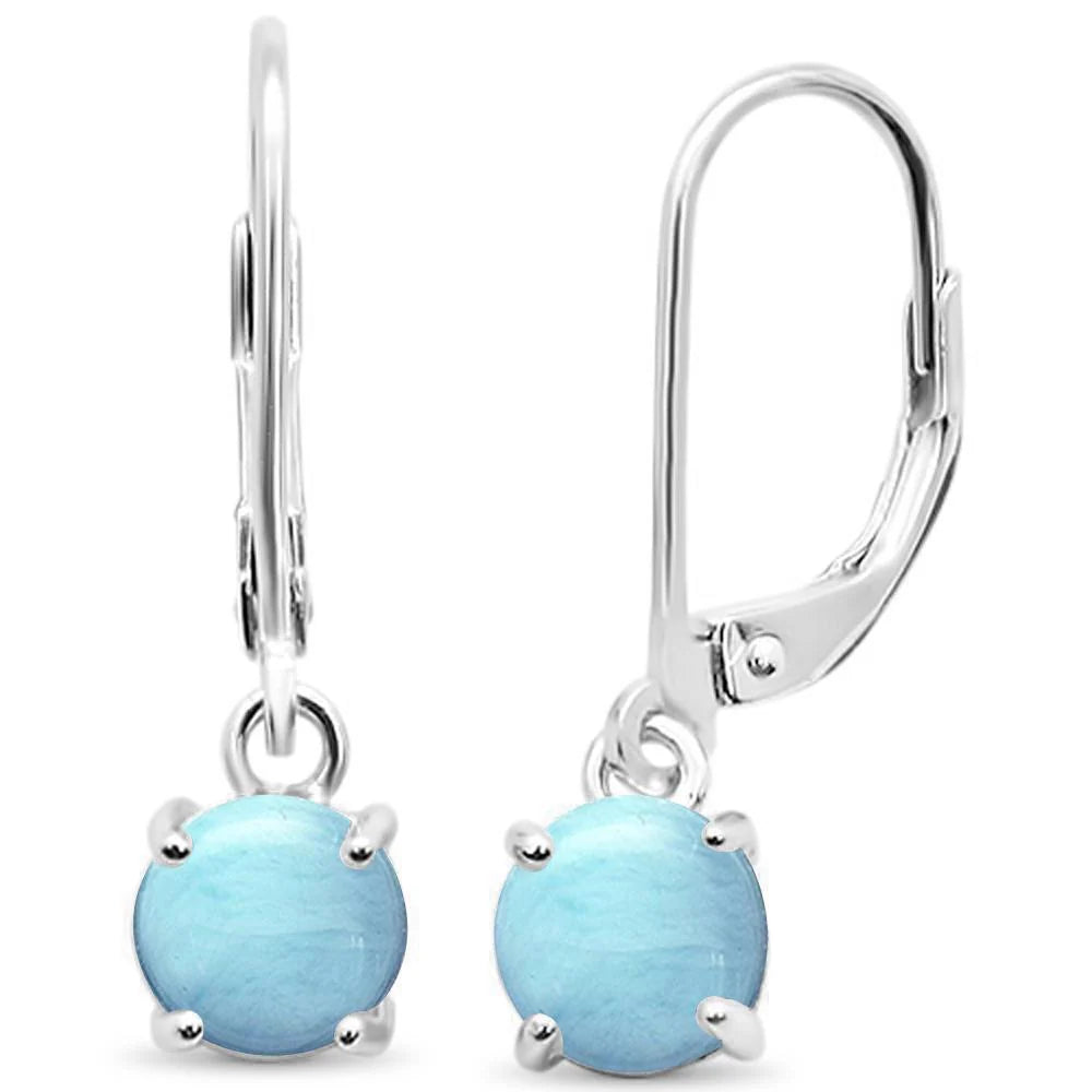 Larimar Lever Back .925 Sterling Silver Earrings