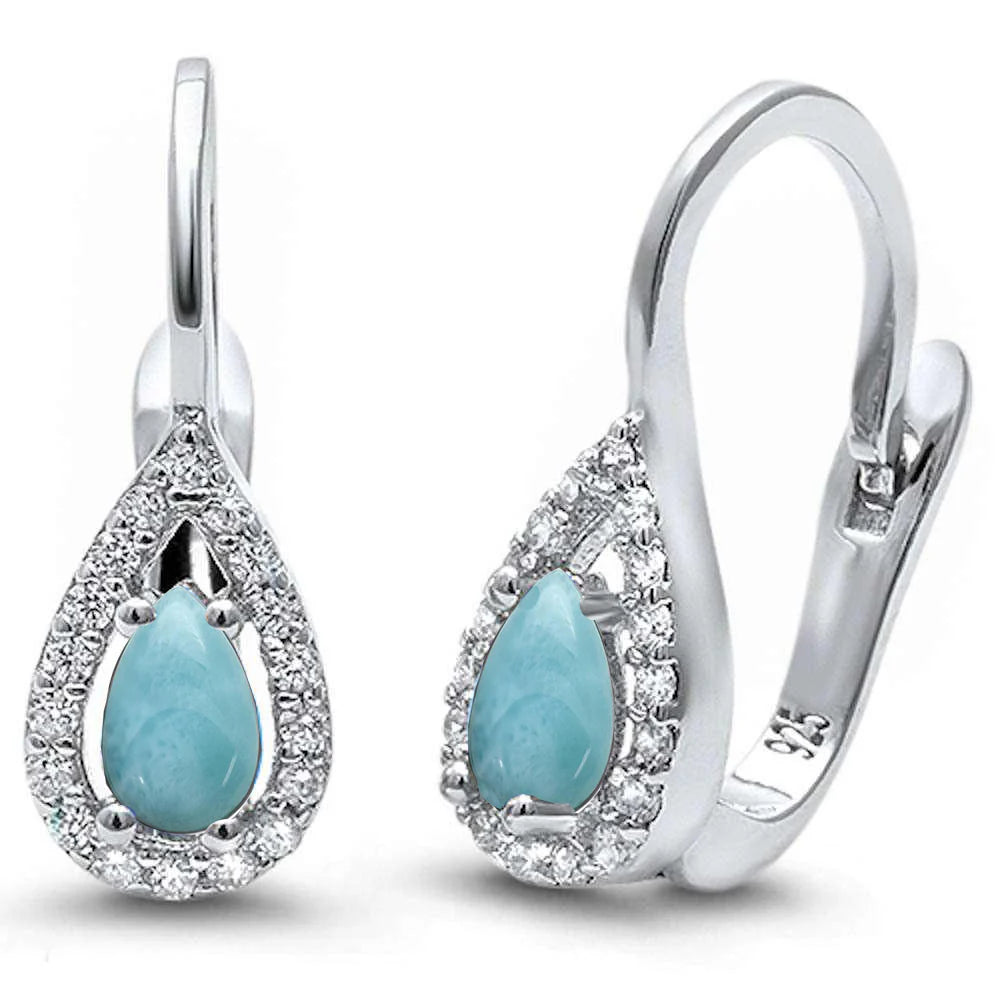 Larimar & Cubic Zirconia .925 Sterling Silver Earrings