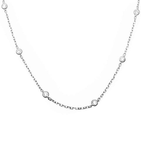 "Diamond By The Yard" Available 3 Colors .925 Sterling Silver Pendant Necklace 16", 18", 20", 24", 30", 36" + 1.5" Extension