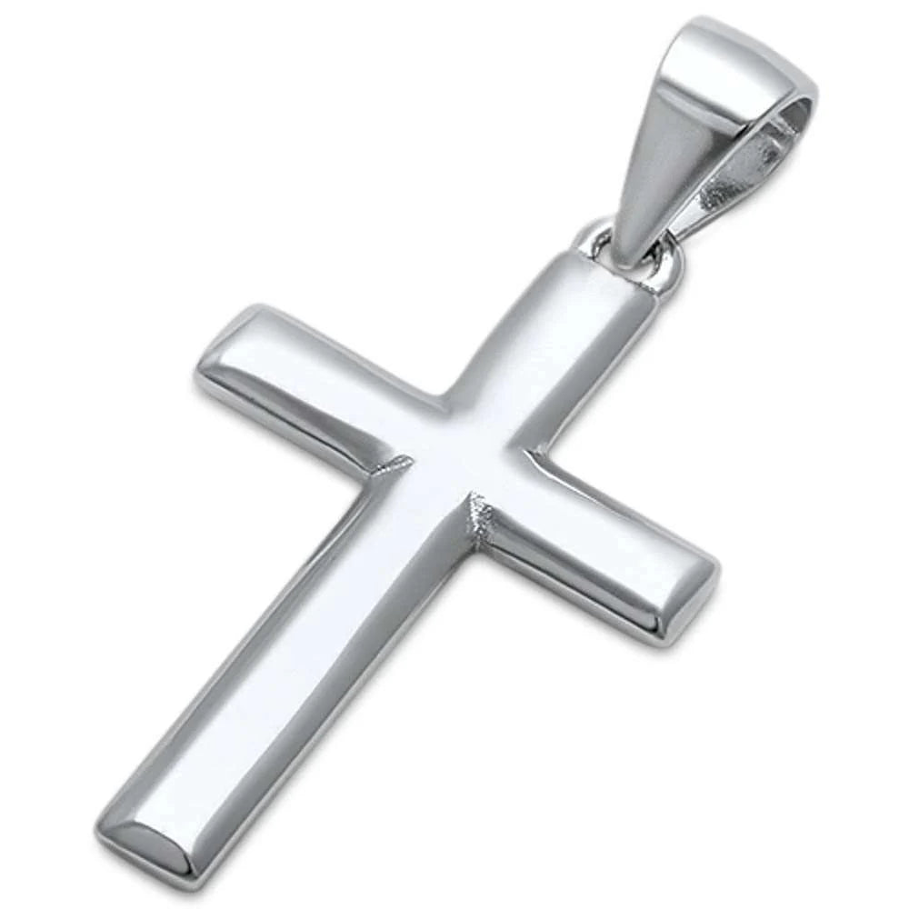 Plain Round Cross .925 Sterling Silver Pendant