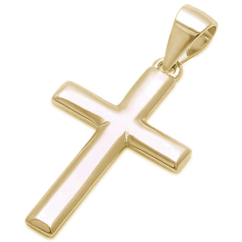 Plain Yellow Gold Plated Cross .925 Sterling Silver Pendant