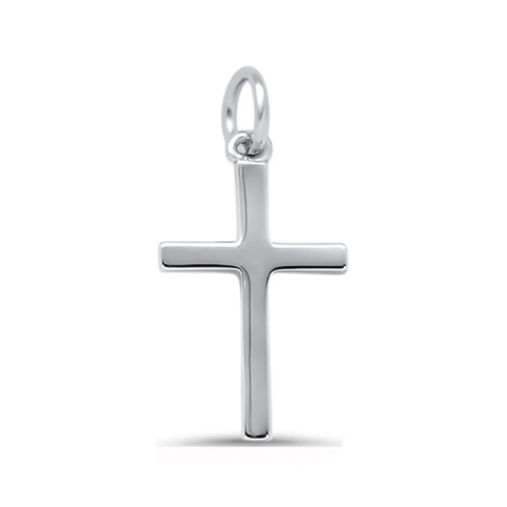 Plain Solid Mini Cross .925 Sterling Silver Pendant