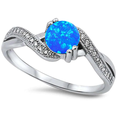 Blue Opal Infinity Cubic Zirconia .925 Sterling Silver Ring Sizes 3-12