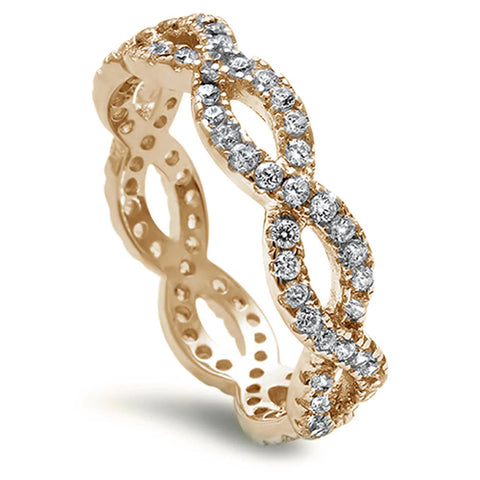 Yellow Gold Plated Beautiful Cz Eternity Infinity .925 Sterling Silver Ring